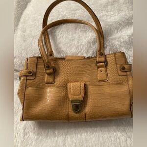 Liz Claiborne Elegant Tan faux Crocodile-Embossed Handbag